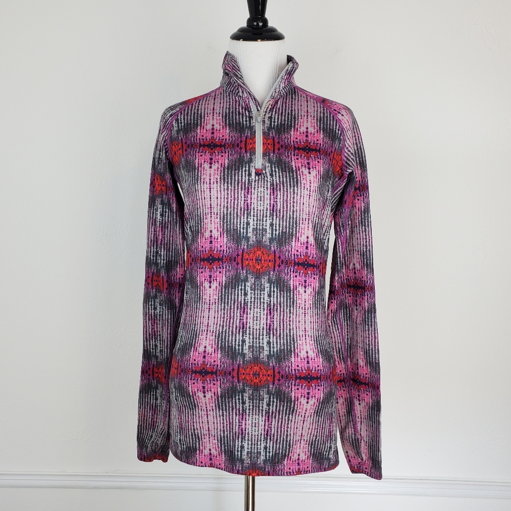 Nike Pro Combat Pullover Quarter Zip Ikat Tie Dye Print Active Workout Layering